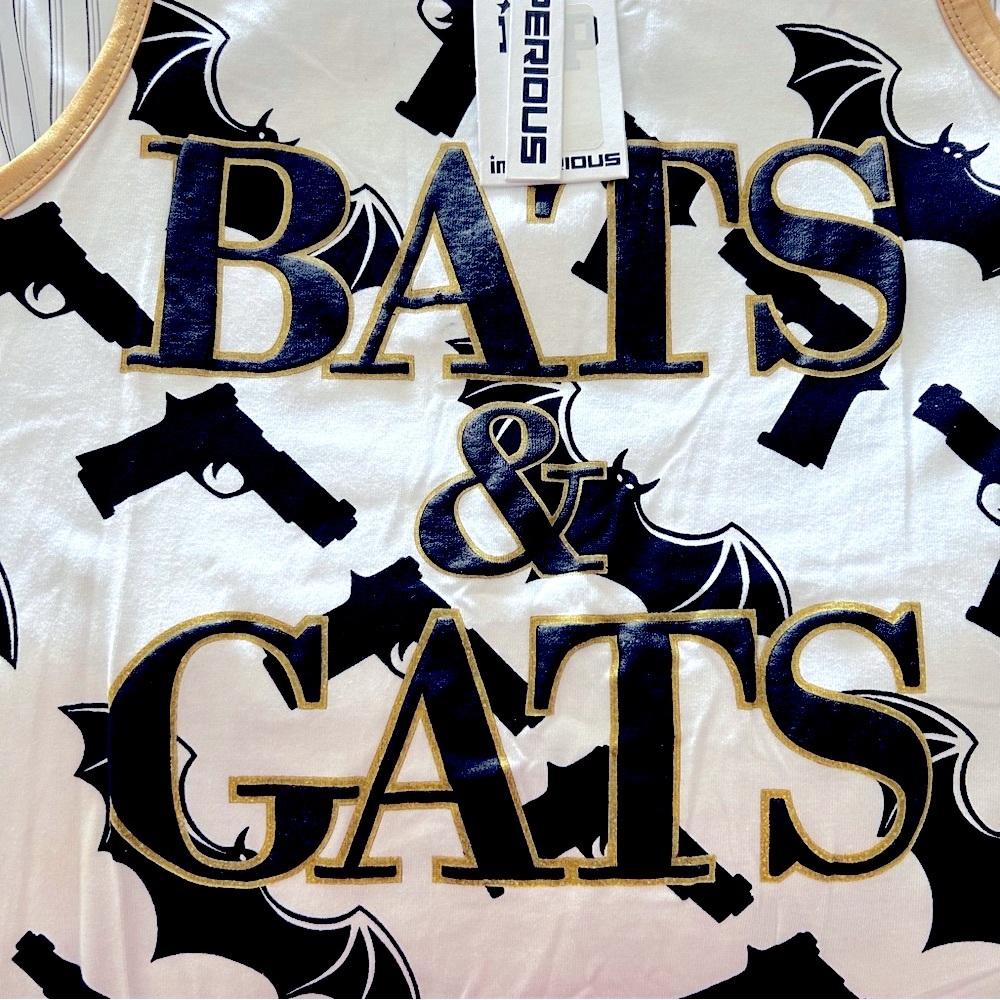🆕 Bats & Gats Men’s White and Black Tank Top - Picture 4 of 9